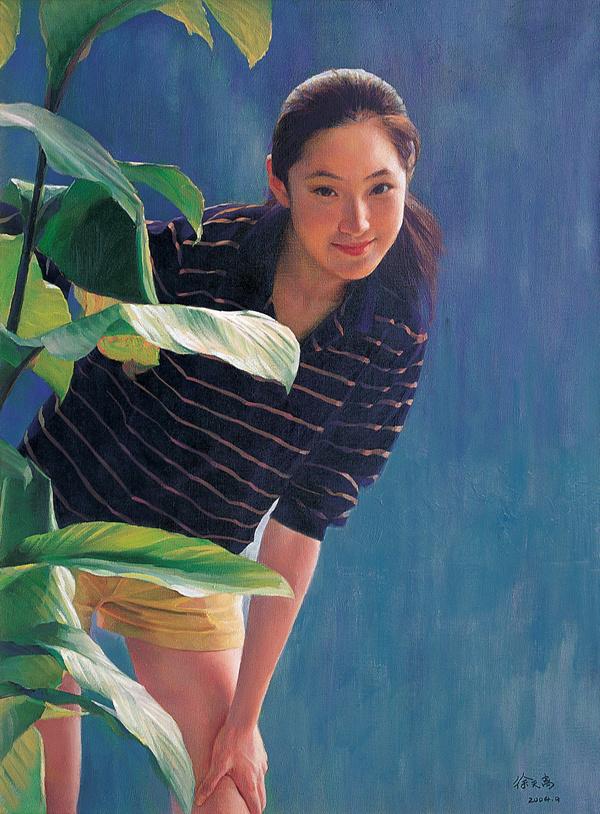 艺术家青春系列油画中的美艳女星