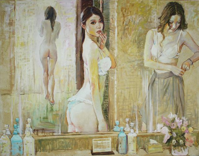 艺术家油画中性感妩媚的现代都市女郎，尽显女性的阴柔之美