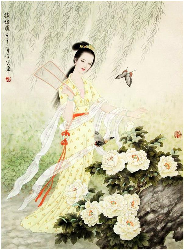 古典美女，如花照水！（工笔仕女图李鸣 等绘）