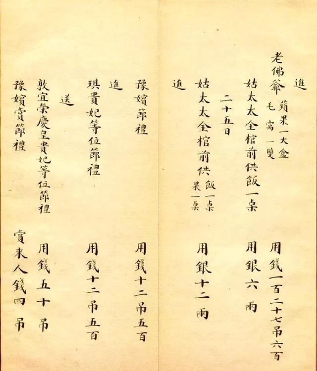 清朝的瑾妃娘娘用小楷写的记账单，这功底比很多大臣都厉害