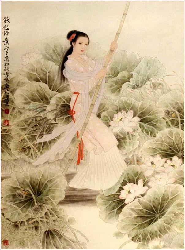 古典美女，如花照水！（工笔仕女图李鸣 等绘）