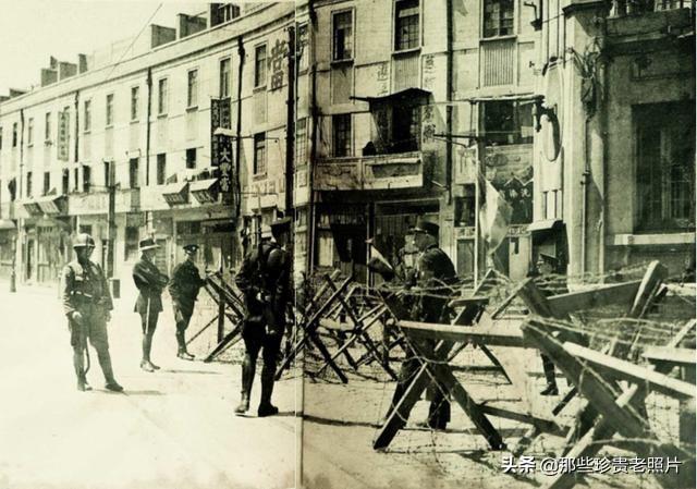 1938年上海租界里的外国军队老照片，他们保护了40万难民