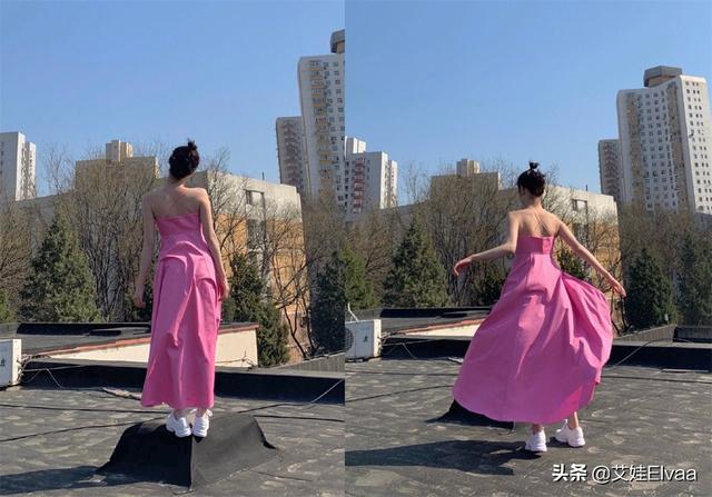 25岁李子璇越来越敢穿，大冷天穿吊带裙街拍，这打扮火箭少女罕见