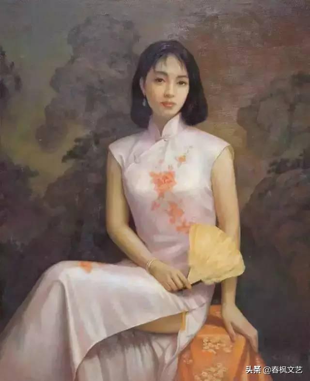 油画里的修身旗袍：不知是旗袍美还是人美，我发觉都是美的