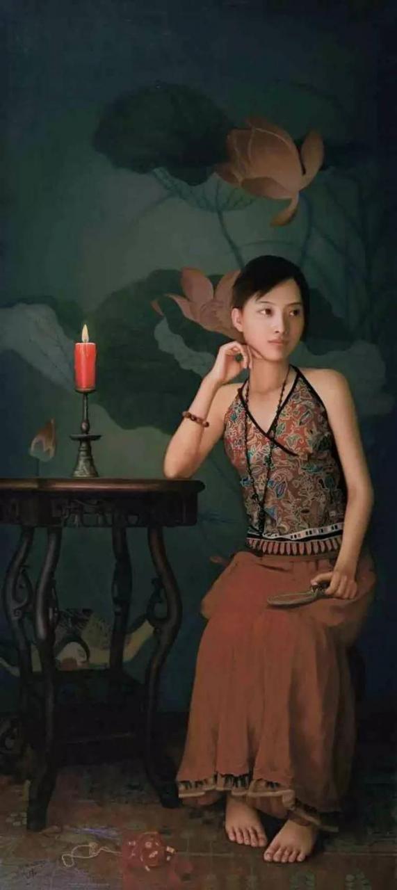 这些油画中的东方女孩柔和细腻，太漂亮了！