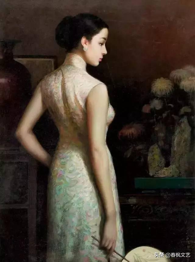 油画里的修身旗袍：不知是旗袍美还是人美，我发觉都是美的