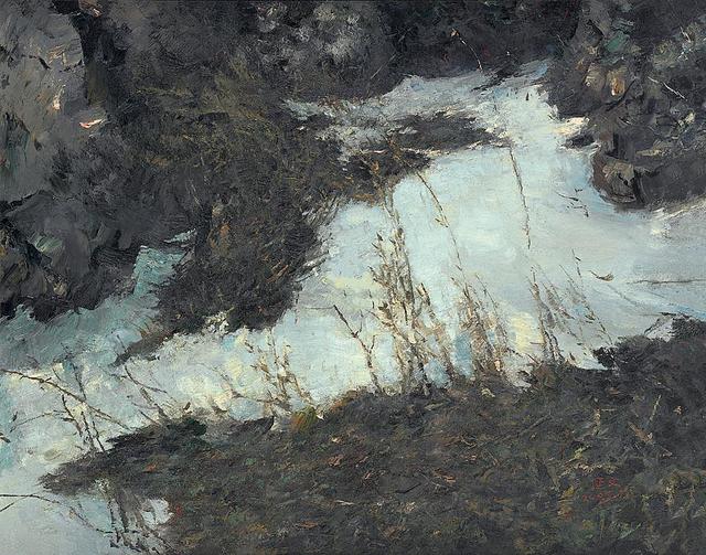 画家杨延文：191.36万油画《残雪》以及山水画作品鉴赏