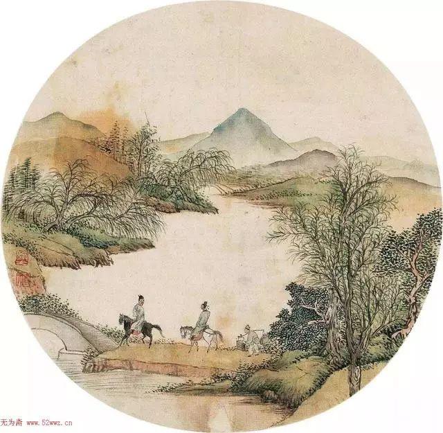 近代著名画家顾鹤逸山水，涵濡功深，笔多逸气，