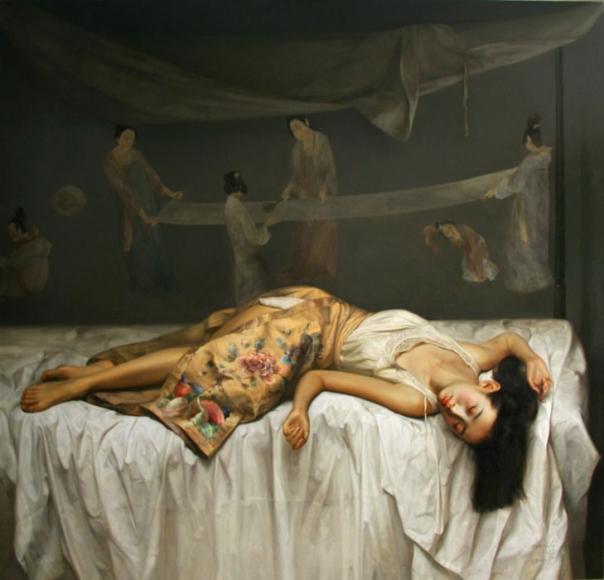 赵开霖写实油画中的东方女性，给人一种安静的美感