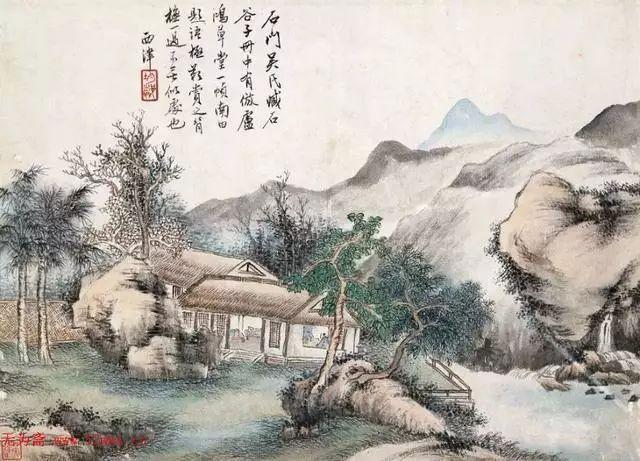 近代著名画家顾鹤逸山水，涵濡功深，笔多逸气，