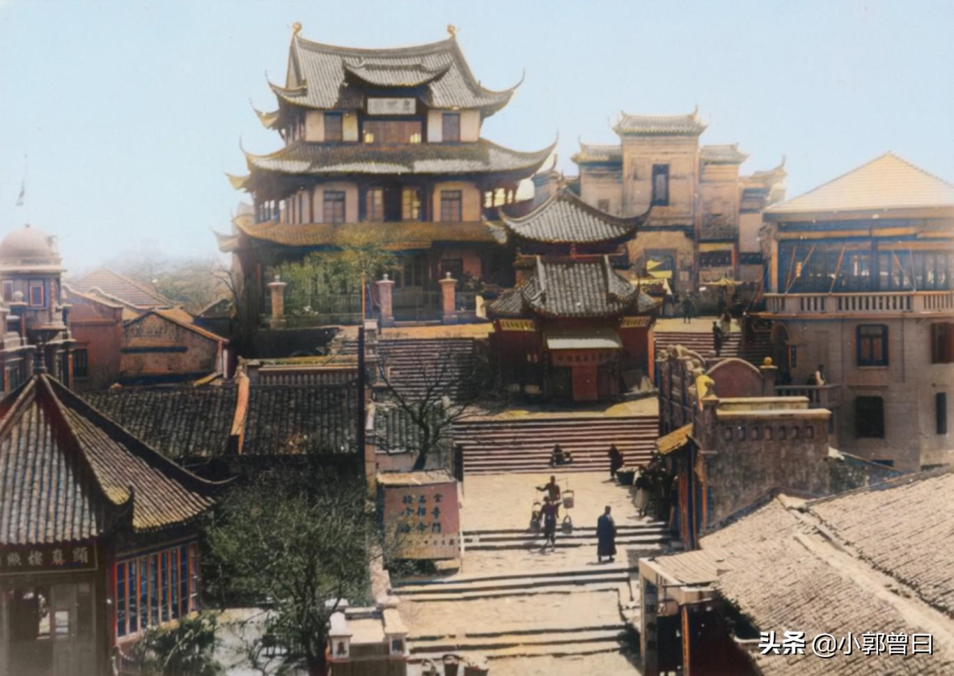 1926年镜头下的武汉：破败不堪的宝通寺，重新修建的黄鹤楼