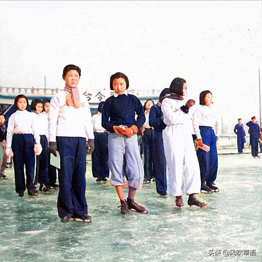 北京旧影：“新民会”汉奸举办滑冰大会，胁迫女学生参加比赛