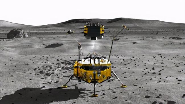 月球上没有发射塔，嫦娥五号落月挖土后，怎样返回地球？