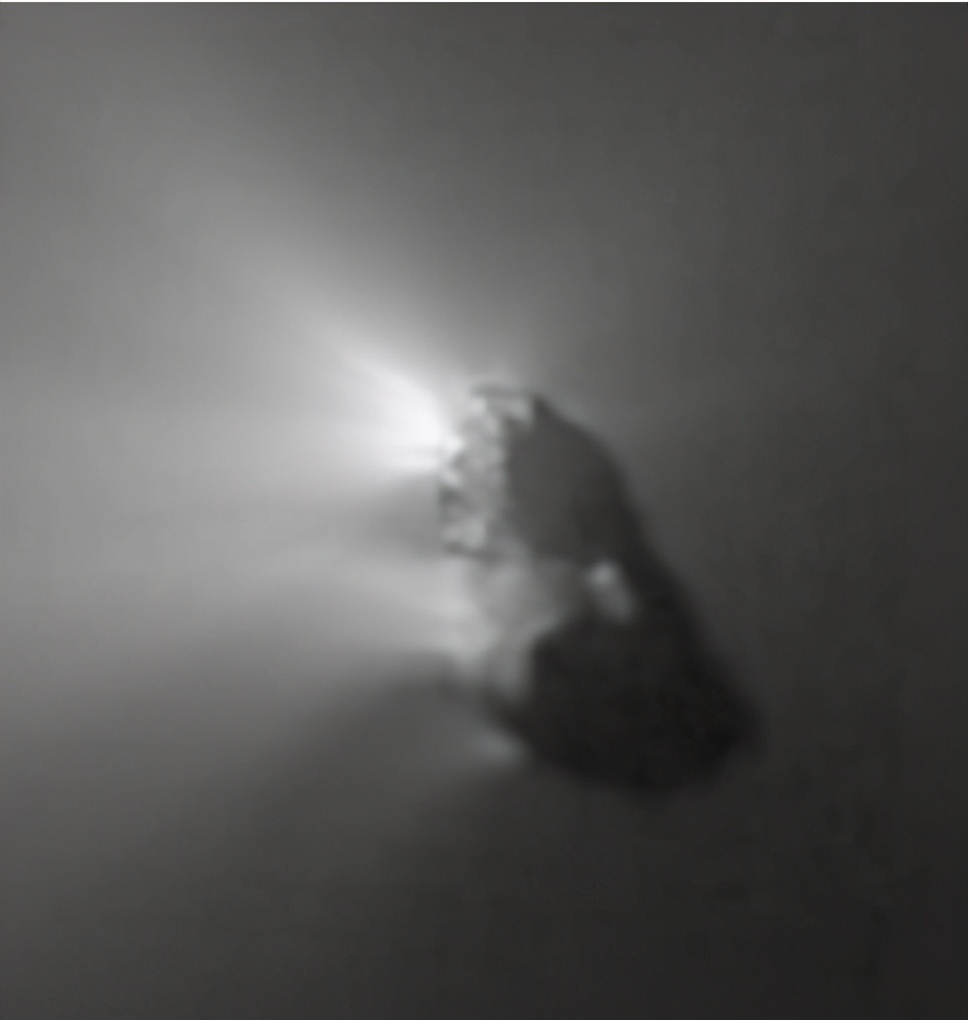 六探测器一亿公里外围堵彗星，发现未见画面，“火山”正在喷发