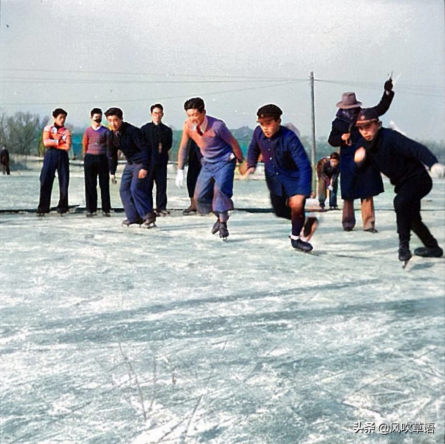 北京旧影：“新民会”汉奸举办滑冰大会，胁迫女学生参加比赛