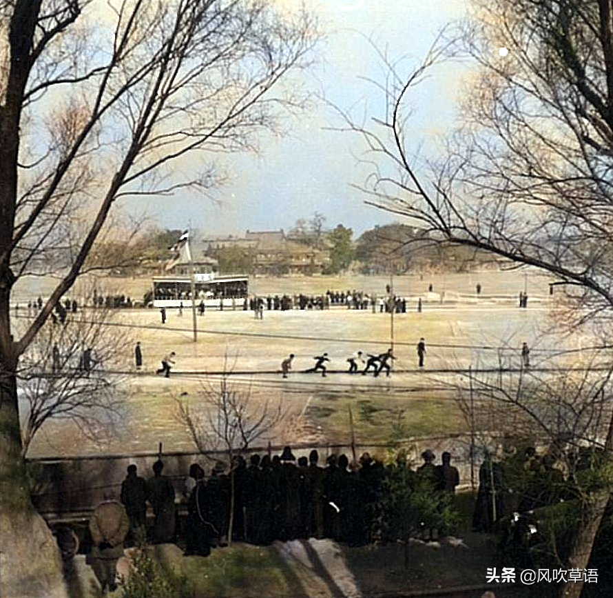 北京旧影：“新民会”汉奸举办滑冰大会，胁迫女学生参加比赛