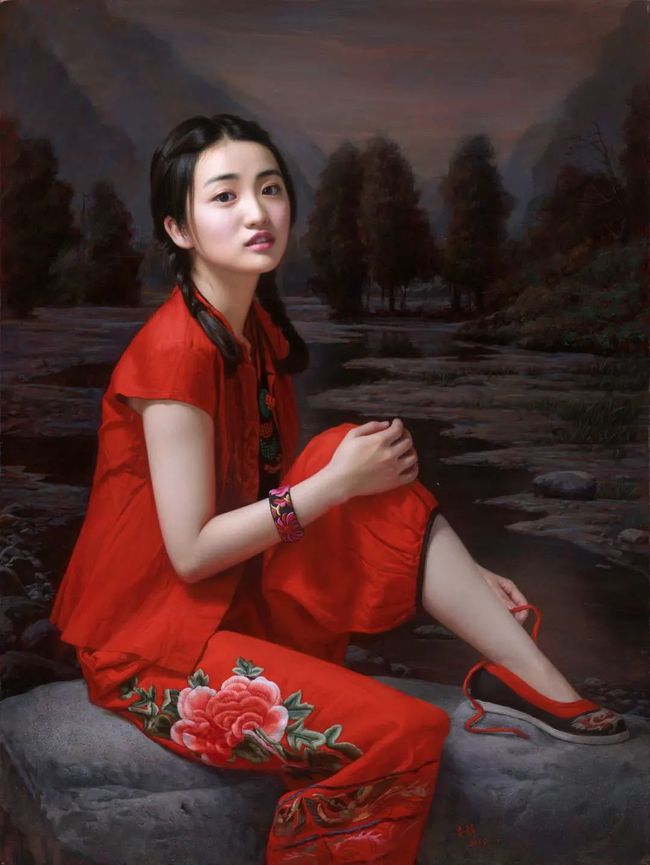 美女画家安静油画中的美女，貌若天仙，美到极致