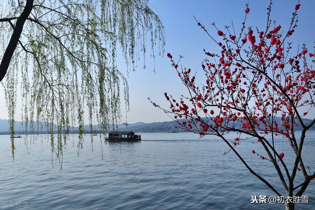 白居易早春四首诗赏：池色溶溶蓝染水，花光焰焰火烧春