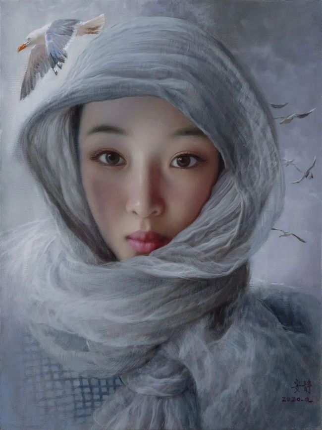 美女画家安静油画中的美女，貌若天仙，美到极致