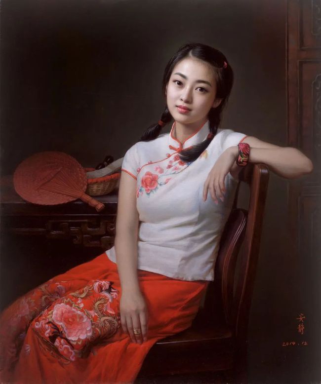 美女画家安静油画中的美女，貌若天仙，美到极致