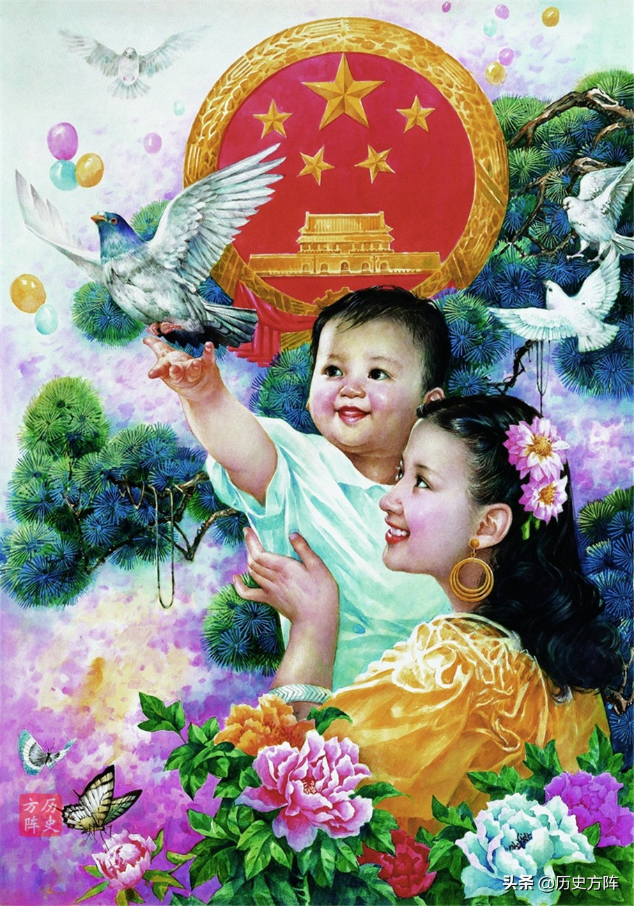 上世纪八十年代的年画，开国元勋，最可爱的人，粒粒皆辛苦