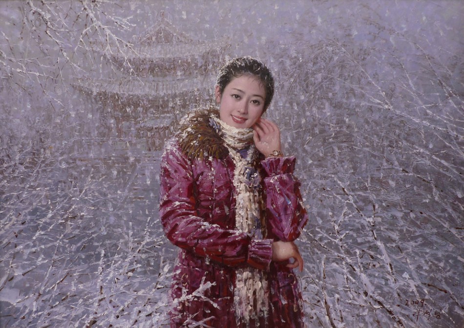 朝鲜艺术家笔下的美女油画，同样风情万种