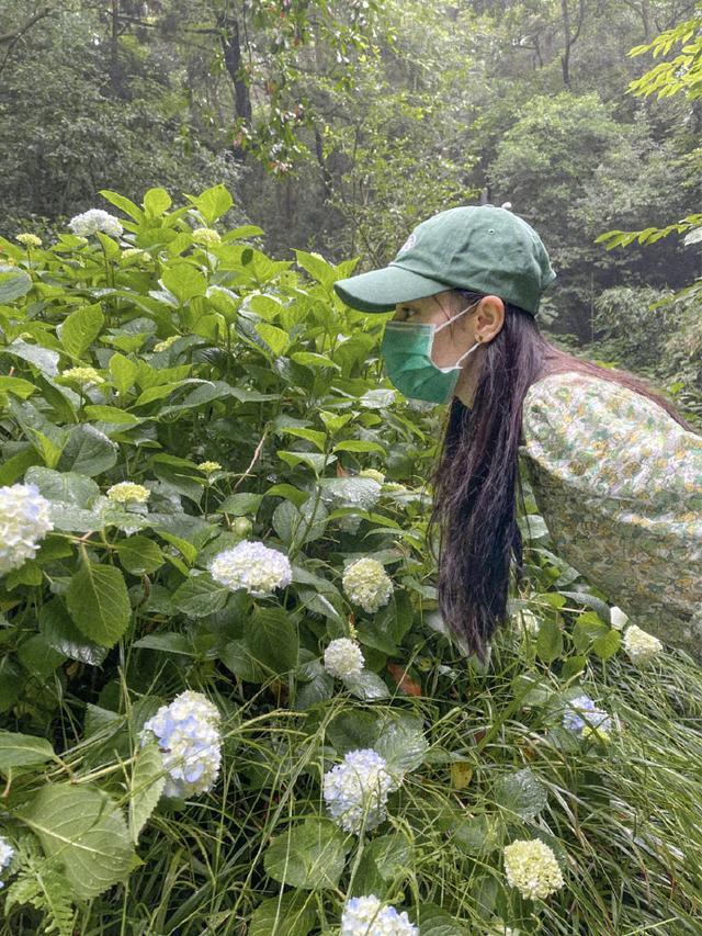 热巴终究是明星，穿简单的花衬衫去爬山，甜美似邻家女