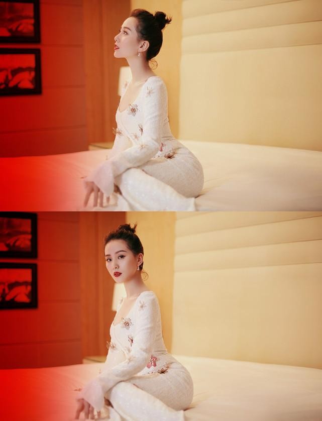 刘诗诗穿白裙好优雅，裙身点缀“塑料花”，还挺立体挺好看