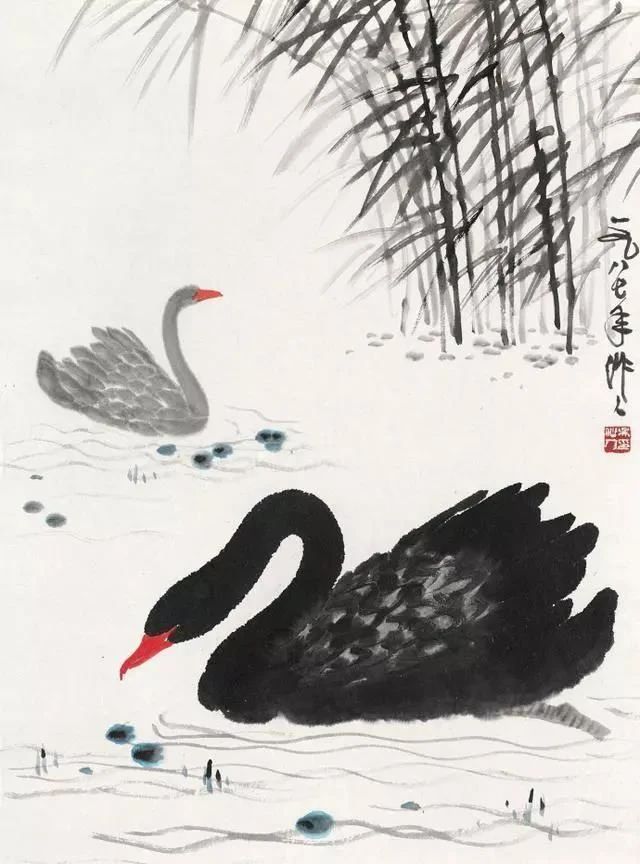 徐悲鸿的学生吴作人，他画的鹅深的其老师笔墨造型真传，惟妙惟肖