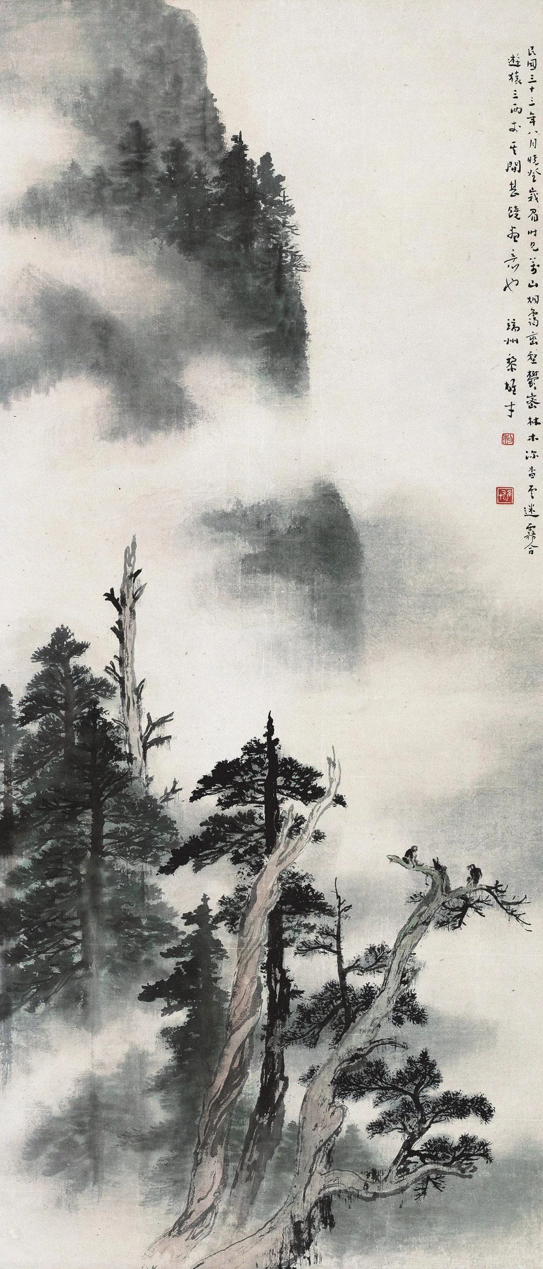 坚持中西结合，重视写生，融合中国传统绘画章法形成“黎家山水”