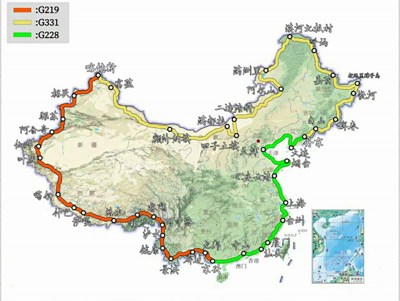自驾线路三条国道组成一条环游中国的旅游线