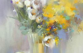 绚丽的花卉色粉画——法国女画家奥莱娜绘画作品欣赏