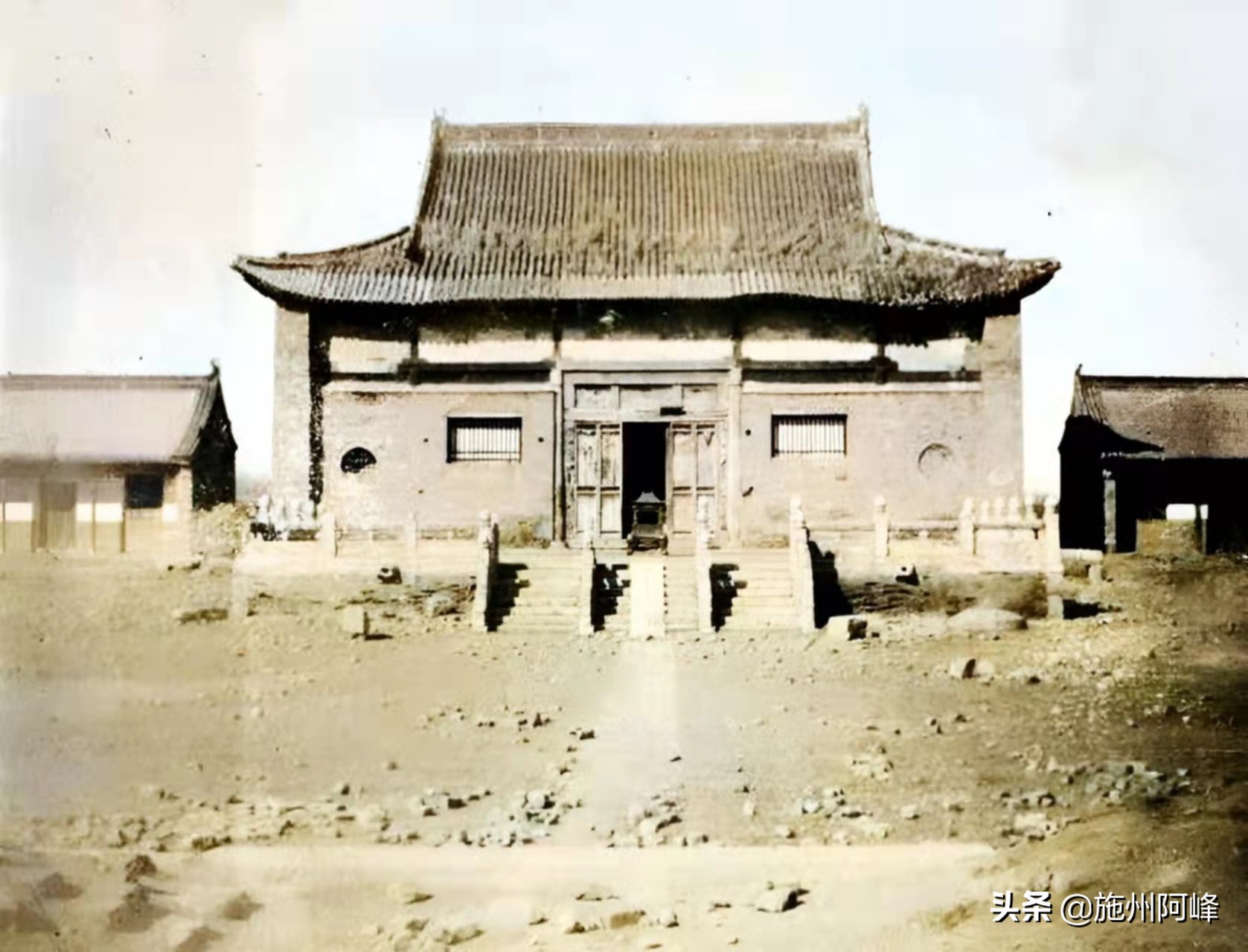 老照片：1908年的河南安阳，彰德府的鼓楼，天宁寺的宝塔