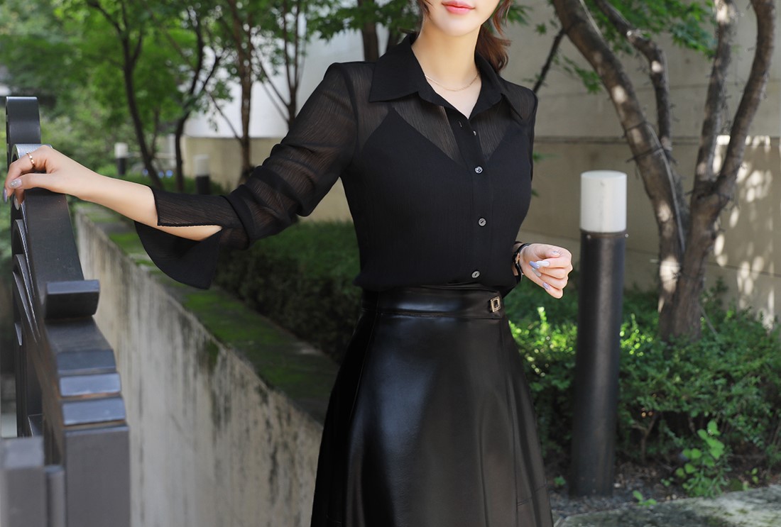 黑纱公主袖衬衫，既优雅又性感的氛围感