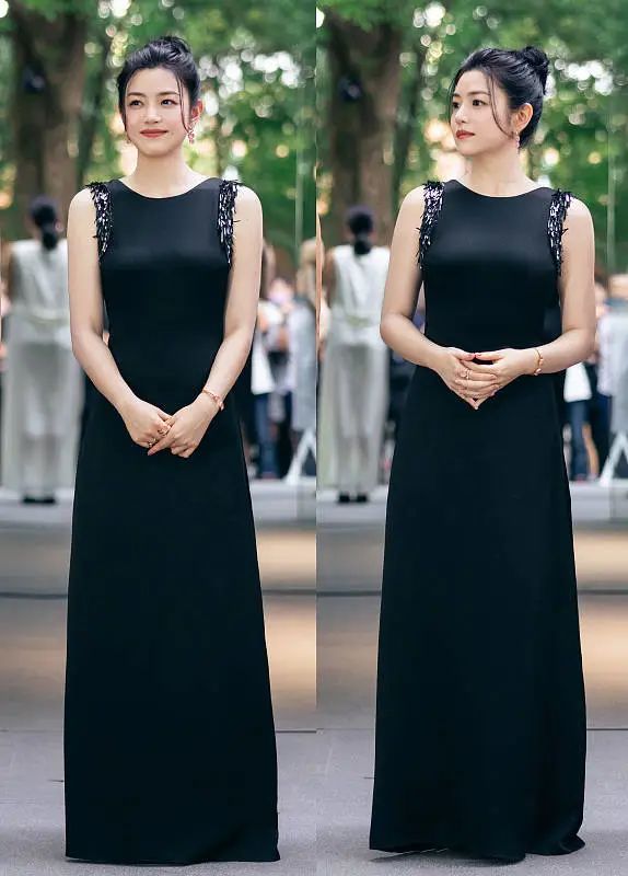 陈妍希身穿黑色礼服大秀美背！雪肤玉貌美得不可方物
