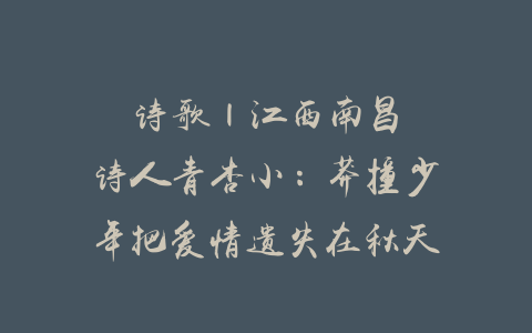 诗歌 | 江西南昌诗人青杏小：莽撞少年把爱情遗失在秋天