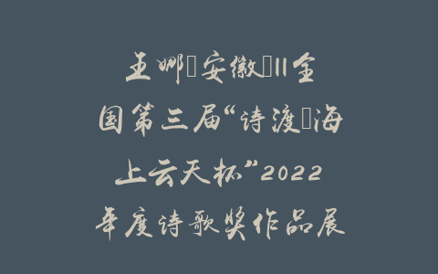 王娜（安徽）||全国第三届“诗渡•海上云天杯”2022年度诗歌奖作品展