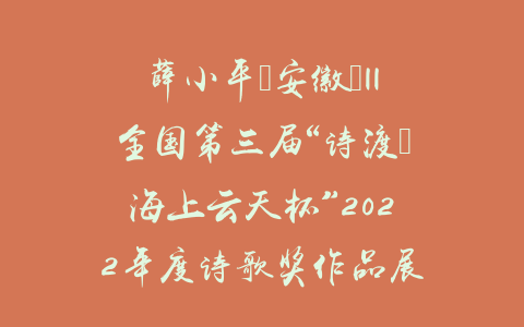 薛小平（安徽）||全国第三届“诗渡•海上云天杯”2022年度诗歌奖作品展