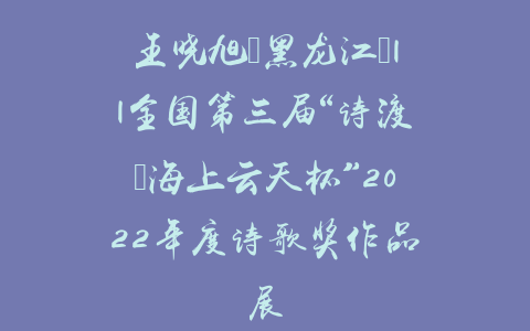 王晓旭（黑龙江）||全国第三届“诗渡•海上云天杯”2022年度诗歌奖作品展