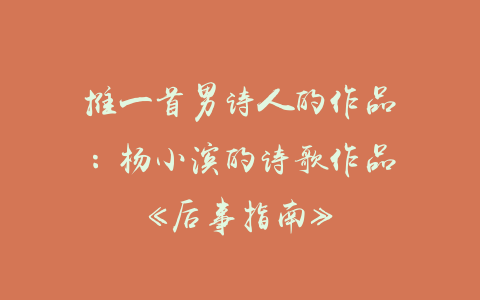 推一首男诗人的作品：杨小滨的诗歌作品《后事指南》