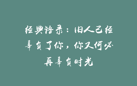 经典语录：旧人已经辜负了你，你又何必再辜负时光