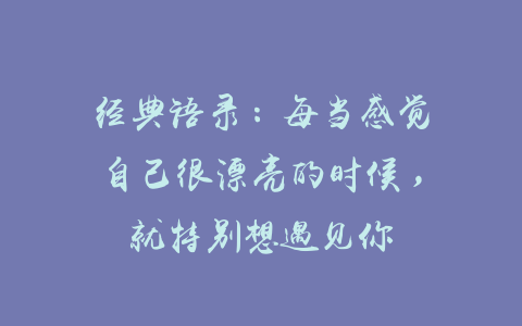 经典语录：每当感觉自己很漂亮的时候，就特别想遇见你