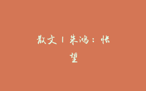 散文 | 朱鸿：怅望