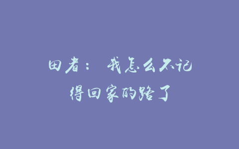 田者： 我怎么不记得回家的路了