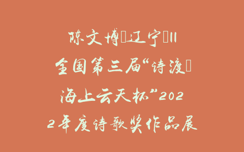 陈文博（辽宁）||全国第三届“诗渡•海上云天杯”2022年度诗歌奖作品展